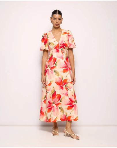 AERE - Tessa Linen Midi Dress