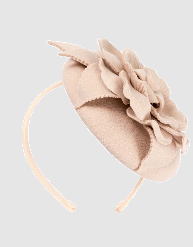 Max Alexander - Felt Beige Winter Pillbox Fascinator