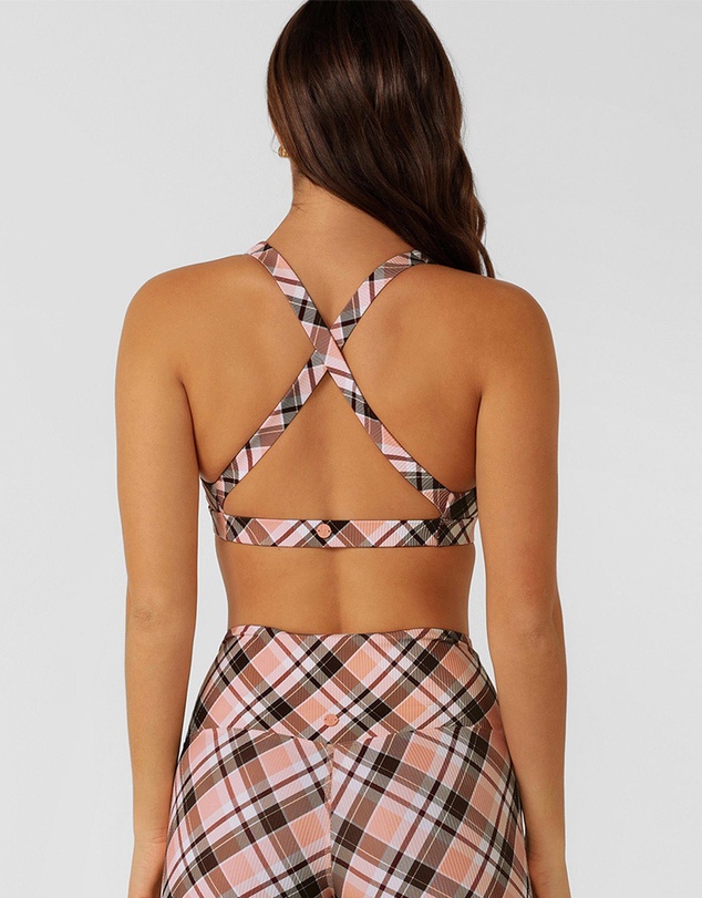 Lorna Jane - Sorbet Plaid Rib Sports Bra