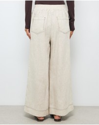 AERE - Contrast Stitch Linen Pants