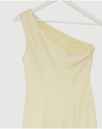 Revibe - Repaired CHANCERY Hallie Satin One Shoulder Drape Maxi Dress - AU 10