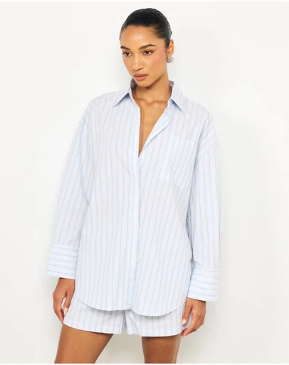 AERE - Tessa Striped Oversized Shirt