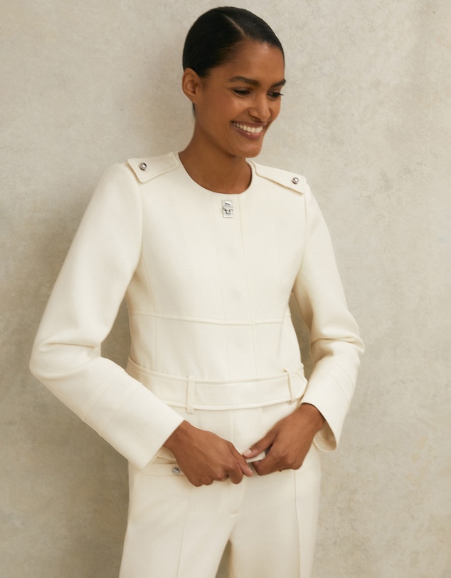 REISS - ATELIER - Athena Wool Collarless Belted Jacket