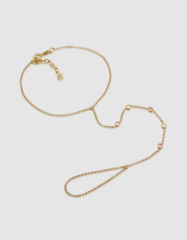 Elli Jewelry - Bracelet Hand Chain Crystals 925 Sterling Silver Gold-plated