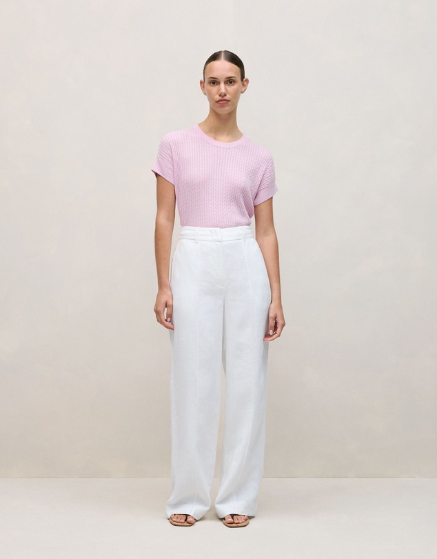 Trenery - Linen Pintucked Pant in White