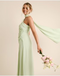 Six Stories - One Shoulder Neck Tie Chiffon Bridesmaid Dress