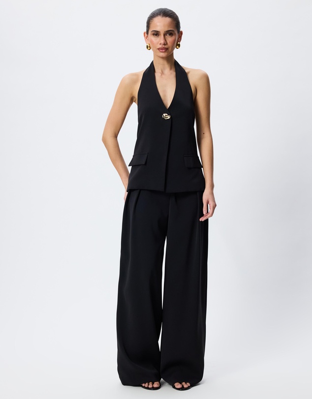 Tussah - Antonia Gold Trim Button Halter Vest