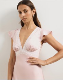 Atmos&Here - Becca Lace Trim Satin Maxi Dress
