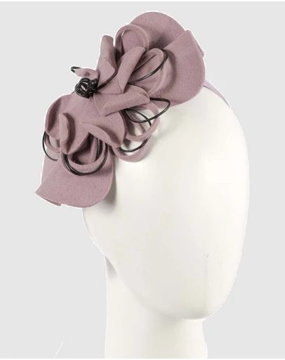 Max Alexander - Felt Dusty Pink Flower Winter Racing Fascinator