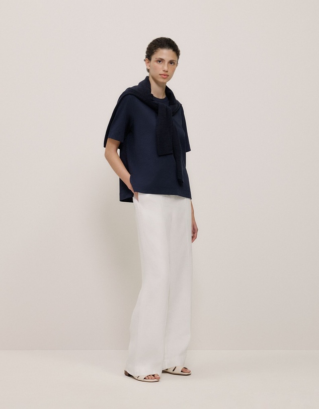 Trenery - Modal Cotton Boxy Crew T-shirt in Night Sky