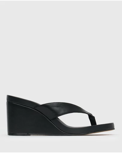 Betts - Wider Fit Sable Thong Wedge Casual Sandals