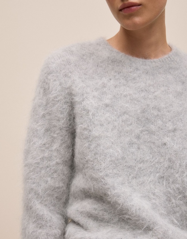 Trenery - Brushed Alpaca Pullover in Light Grey Melange