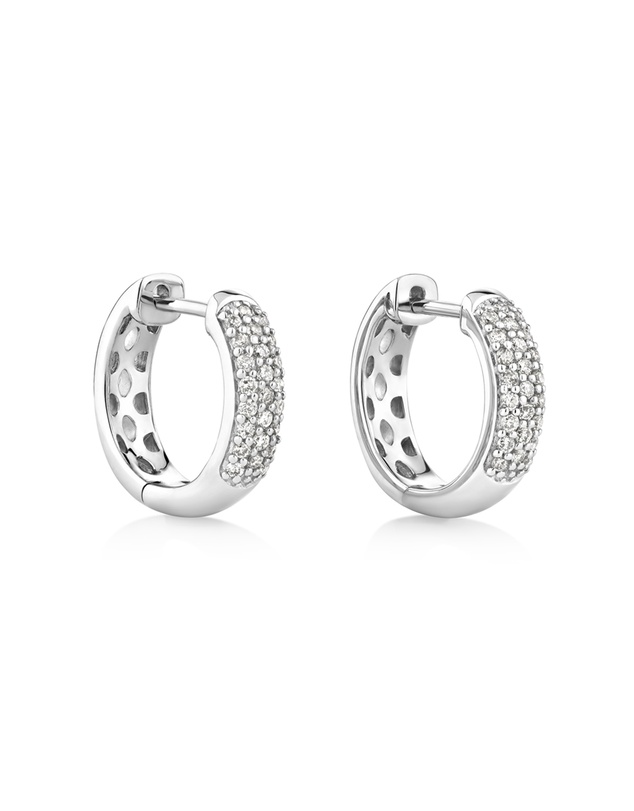 Michael Hill - Huggie Earrings With 1/4 Carat TW Of Diamonds In 10kt White Gold