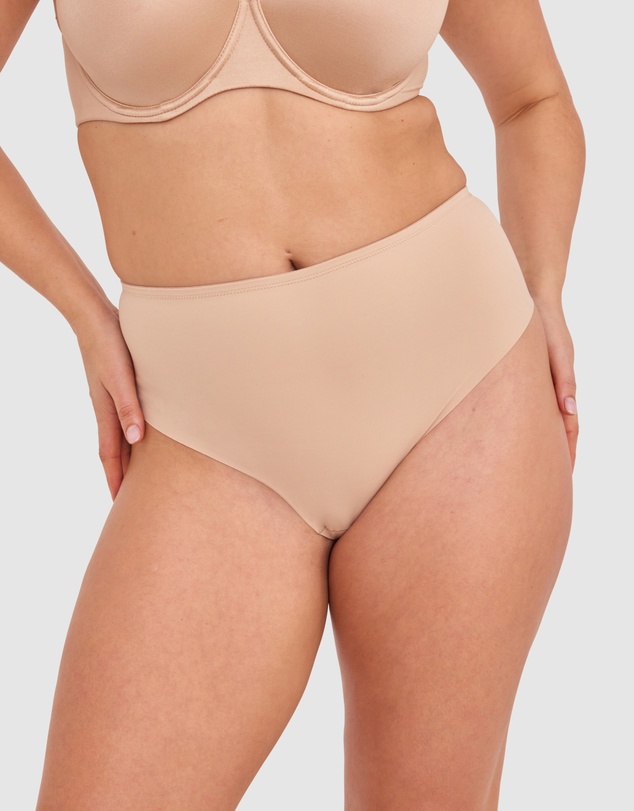 Bras N Things - Microfibre High Waist V String Knicker - Nude