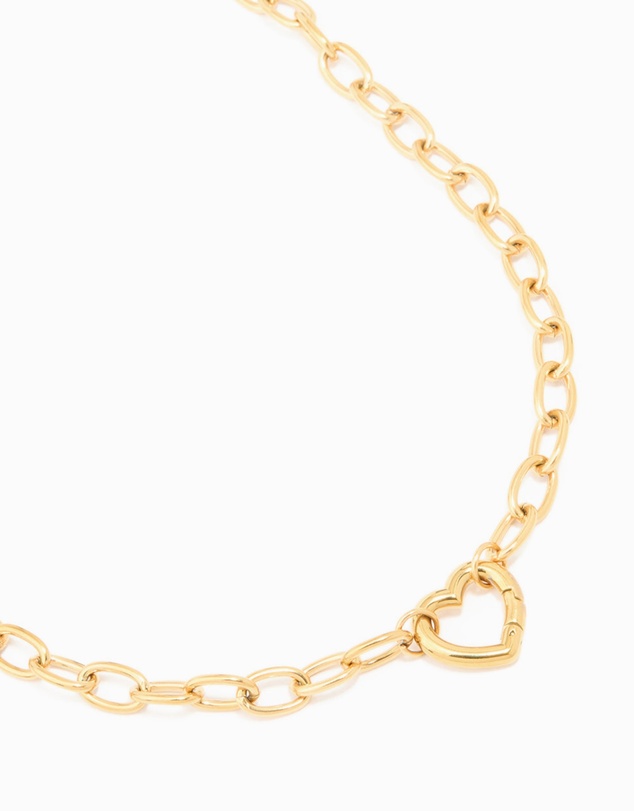 Lovisa - Waterproof Gold Plated Stainless Steel Heart Clasp Chain Necklace