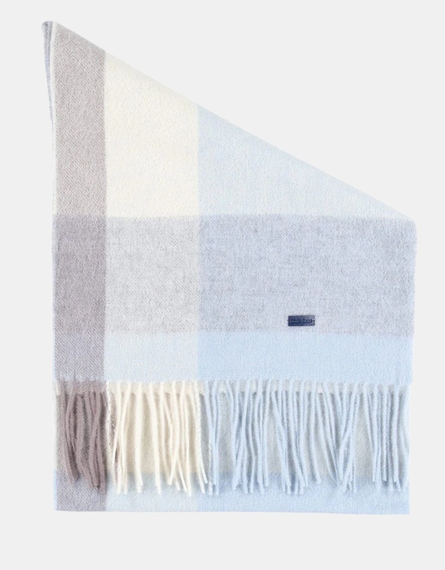 Henry Bucks - HENRY BUCKS Merino Wool Check Scarf BLUE MULTI