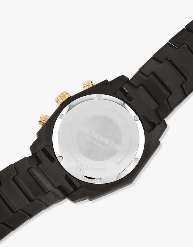 Michael Hill - Men's Solar Chronograph Watch with 1/2 Carat TW of Diamonds in Black & Gold Tone Stainless Steel