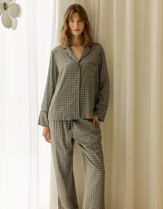 Gingerlilly - Kienna Geo Printed Silky Satin PJ Set