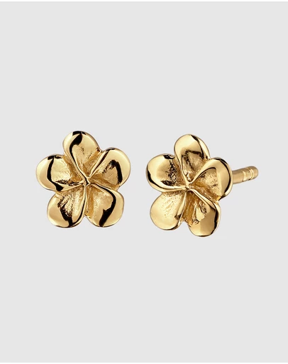 Elli Jewelry - Frangipani Stud Earrings in Gold-Plated 925 Sterling Silver