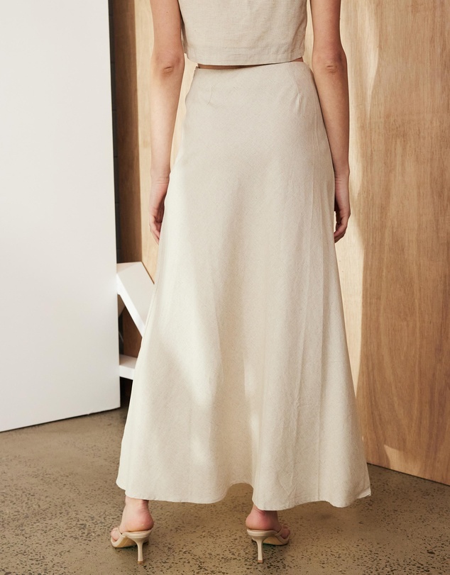 Atmos&Here - Celina Linen Blend Midi Skirt