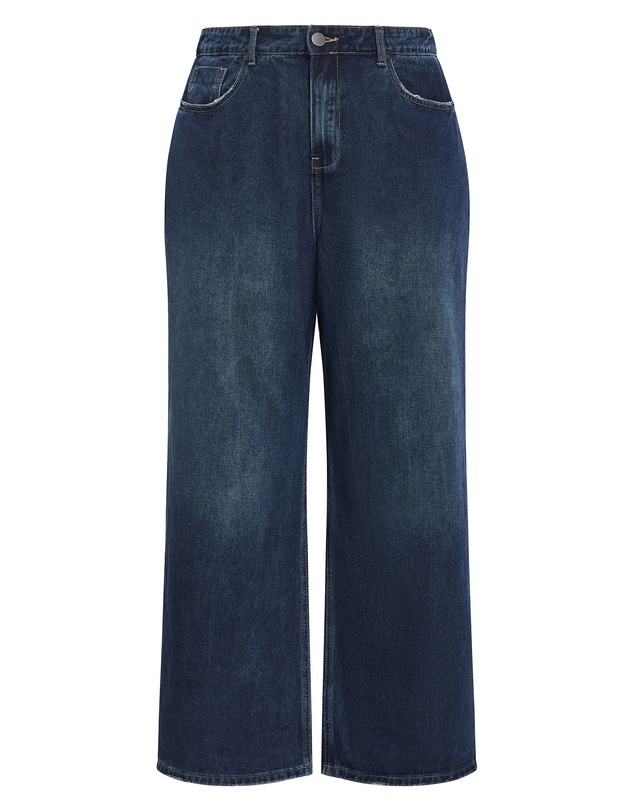 City Chic - Plus size Harley Fit Talia Wide Leg Short Jean - dark wash