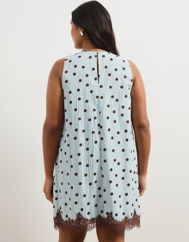 Atmos&Here Curvy - Polka Dot Mini Dress With Lace Trim