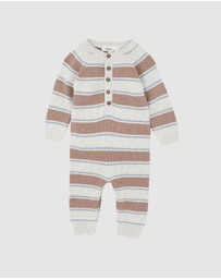 Bebe by Minihaha - Alvin Stripe Organic Knitted Rompers - Babies