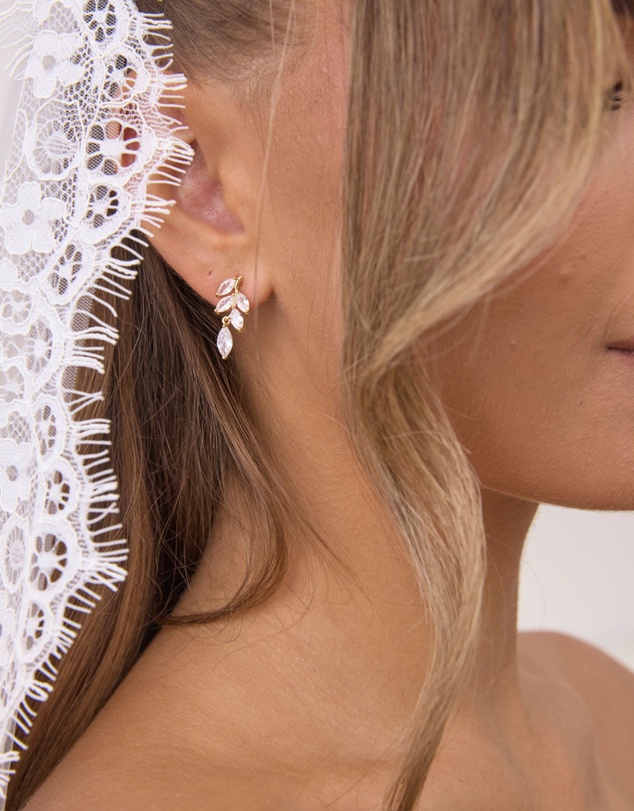 The White Collection - Eve - Dainty Gold Bridal Drop Earrings