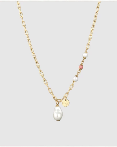 Elli Jewelry - Necklace Rhodonite 925 Sterling Silver Gold-Plated
