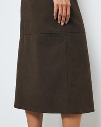 AERE - Anders Suede Look Midi Wrap Skirt