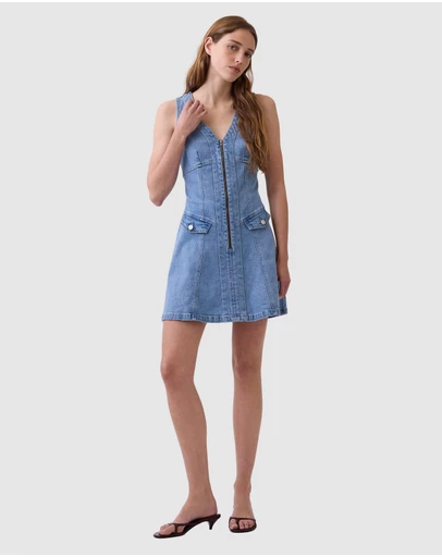 GAP - Sleeveless ZF V-Neck Mini Dress