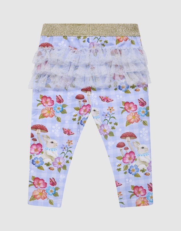 Fleur Harris - 'Curious Bunny' Fabulous Frilled Legging in Cornflower Check