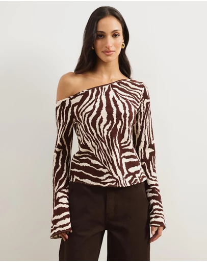 Atmos&Here - Mylie Bias Cut Zebra Print Top