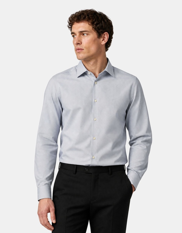Henry Bucks - HENRY SARTORIAL Bamboo Easy Care Shirt BLUE