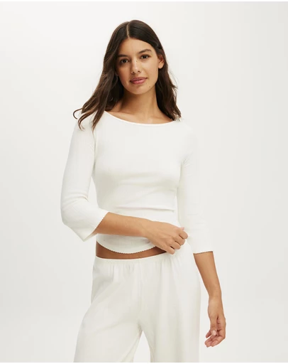 Cotton On Body - Dreamy Soft Pointelle 3/4 Long Sleeve Top