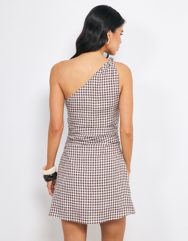 AERE - Alina One Shoulder Linen Mini Dress