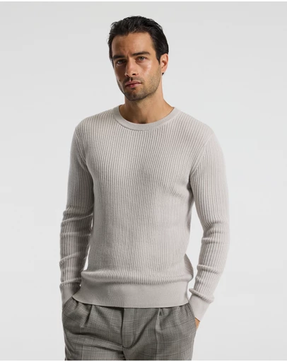 Calibre - Slim Merino Wool Rib Sweater Salt