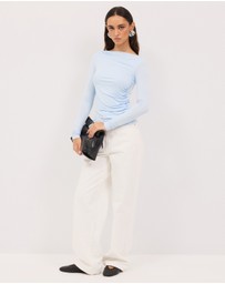 Calli - Mia Draped Long Sleeve Jersey Top