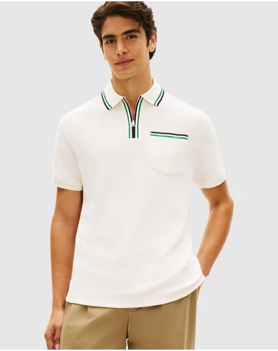 Tommy Hilfiger - Classic Fit Tipped Towelling Zip Polo Shirt