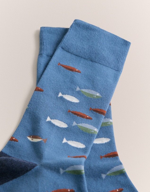 Trenery - Fish School Crew Sock in Azure