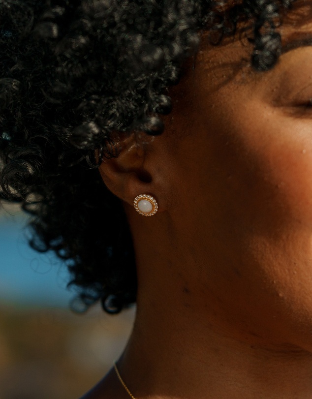 Georgini - Georgini Opal Glow Marrinawi White Created Opal Gold Earrings