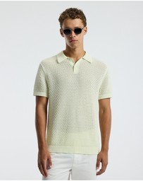 Calibre - Textured Open Knit Polo Citron
