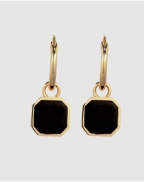 Kuzzoi - ICONIC EXCLUSIVE - Earrings Unisex Creole Square with Enamel 925 Sterling Silver Gold Plated