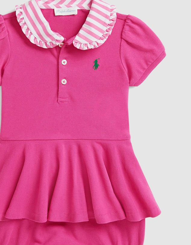 Polo Ralph Lauren - Contrast-Collar Mesh Bubble Shortall - Babies