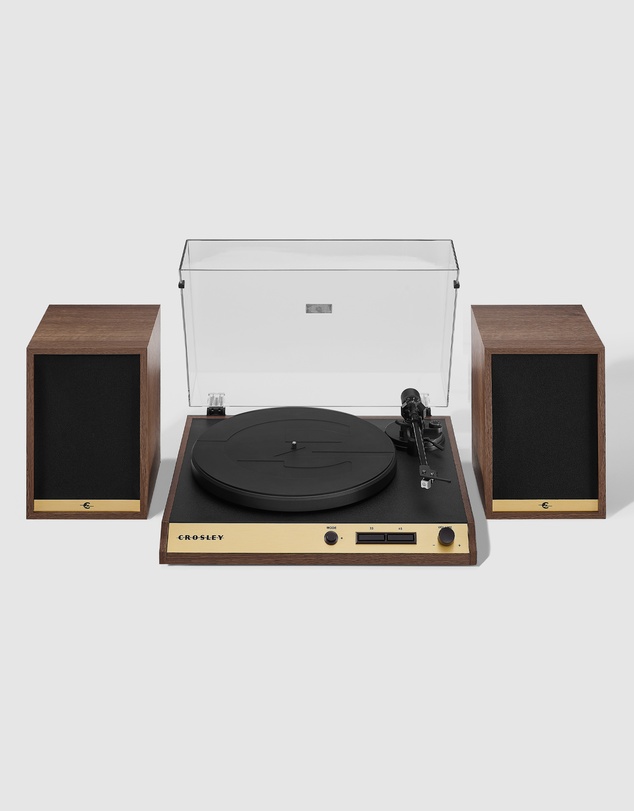 Crosley - Crosley C72 Record Player Shelf System - Walnut