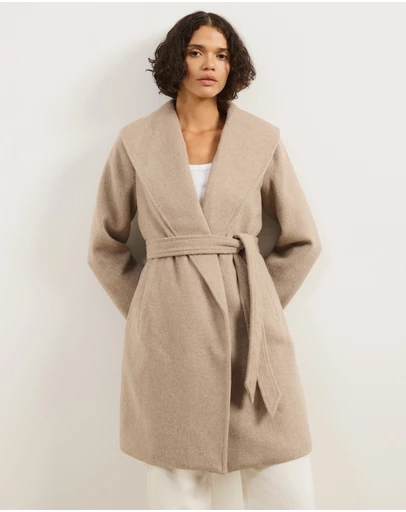 Atmos&Here - Dune Wool Blend Shawl Collar Coat