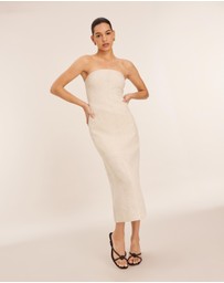 AERE - Linen Column Strapless Midi Dress