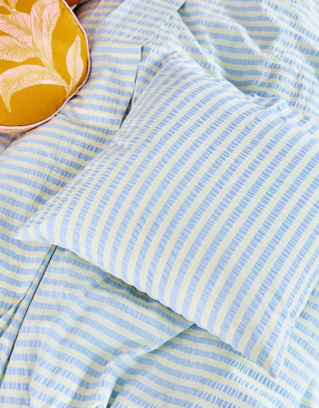 Mosey Me - Butter Blue Seersucker Flat Sheet