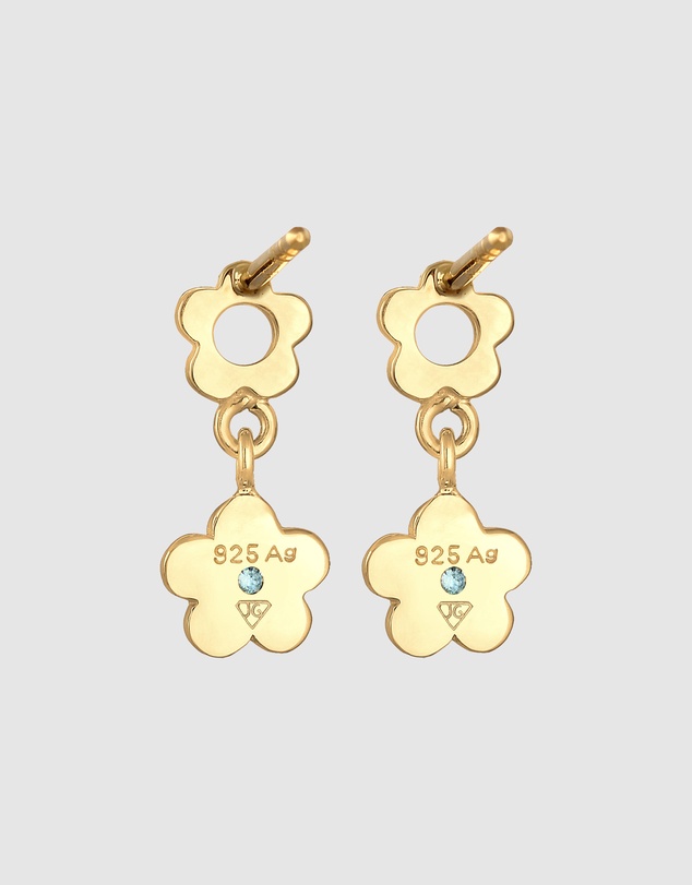 Elli Jewelry - Crystal Floral Kids Stud Earrings in Gold-Plated 925 Silver