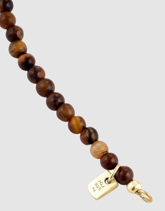 Kuzzoi - ICONIC EXCLUSIVE - Tiger's Eye Beads Bracelet in Gold-Plated 925 Sterling Silver